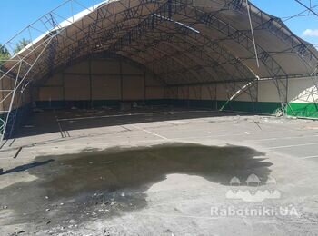 Монтаж тентового ангара на болтах 18*33 метров