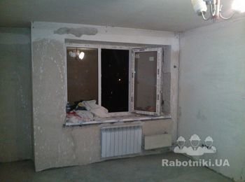 Стены, потолок, откосы, плитка в однокомнатной на Виноградаре