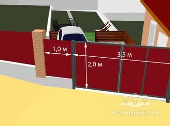 Розпашні ворота з хвірткою 3,5 м х 2,0 м село Гатне