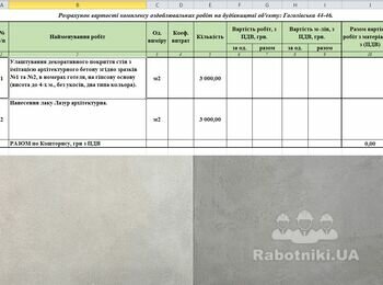 Улаштування покриття стін з імітацією архітектурного бетону