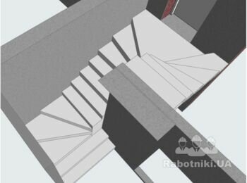 Отделка бетонных ступеней деревом (18 ступеней) + поручень