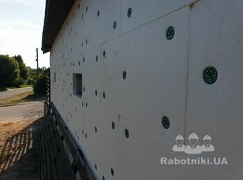 Армирование фасада + акрил барашек 45квадратных метров