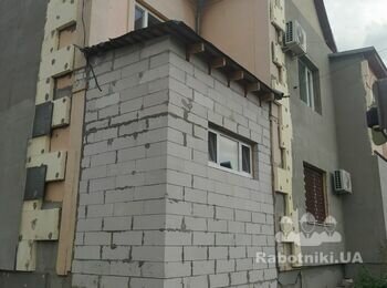 Утепление фасада, 120 + 50 м.кв. Утепление цоколя - 50 м.пог.