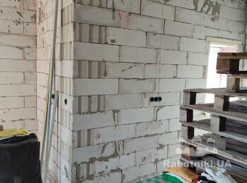 Машинная штукатурка гипс стен и откосов газобетона 219 кв. с. Пуховка
