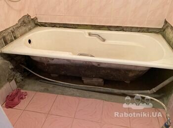 Сифон, укладання плитки 2 кв.м , встановлення екрану