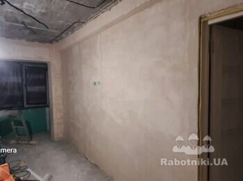 Монтаж стеклохолста, шпаклевание и покраска