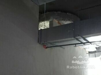 Зароблення отворів над повітропроводами, монтаж укосів