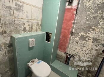 Укладка плитки 37 кв и изготовление поддона в душевой