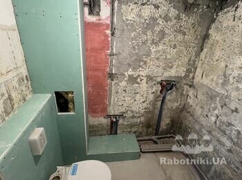 Укладка плитки 37 кв и изготовление поддона в душевой
